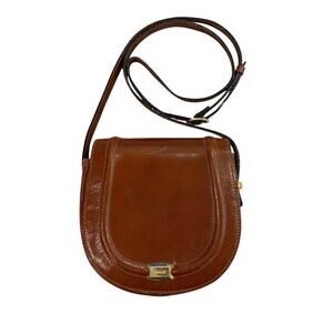 Bally Italian Vintage Saddle Bag Crossbody Purse Brown Leather